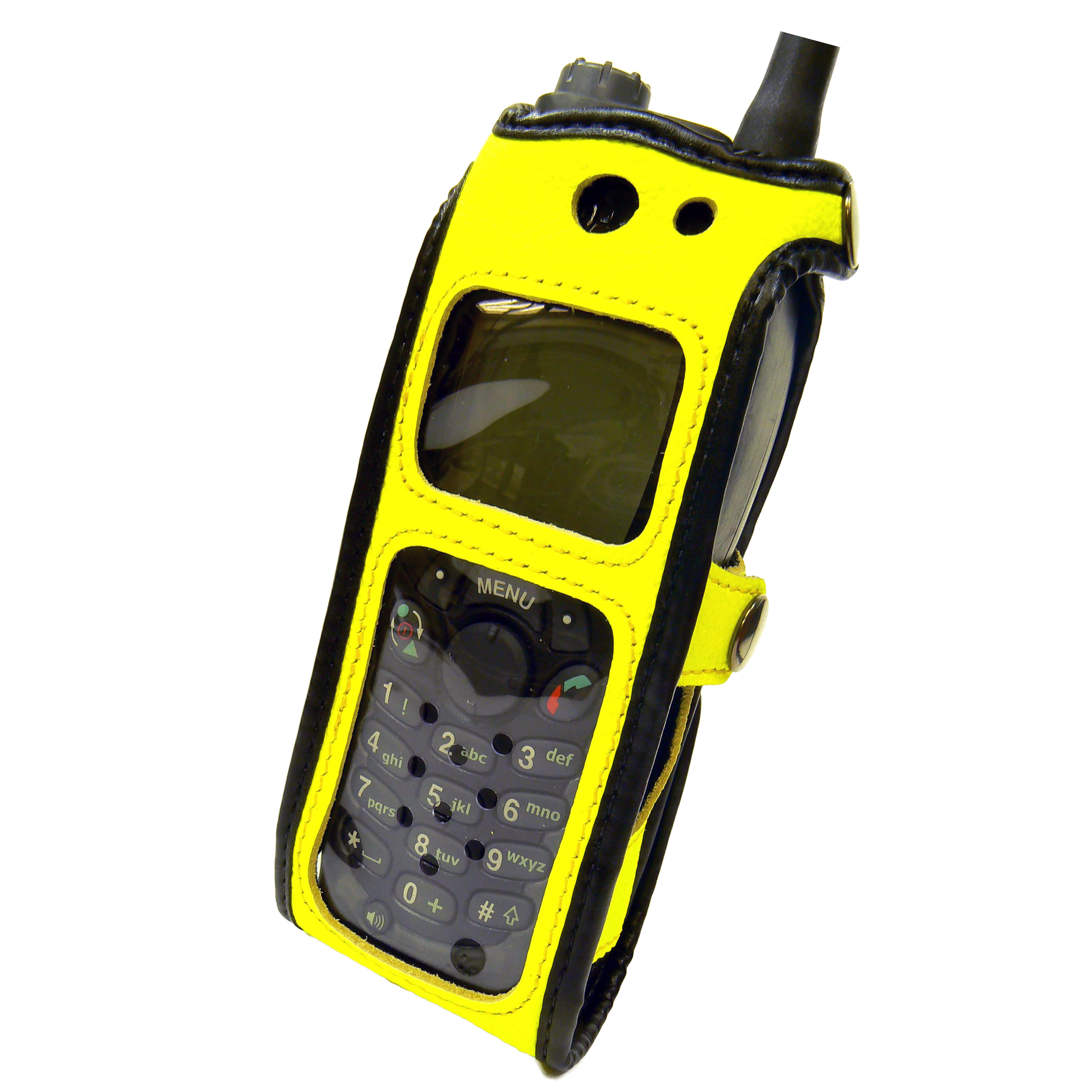 Motorola MTH650 Tetra Hi-Vis Yellow leather radio case with Click-On