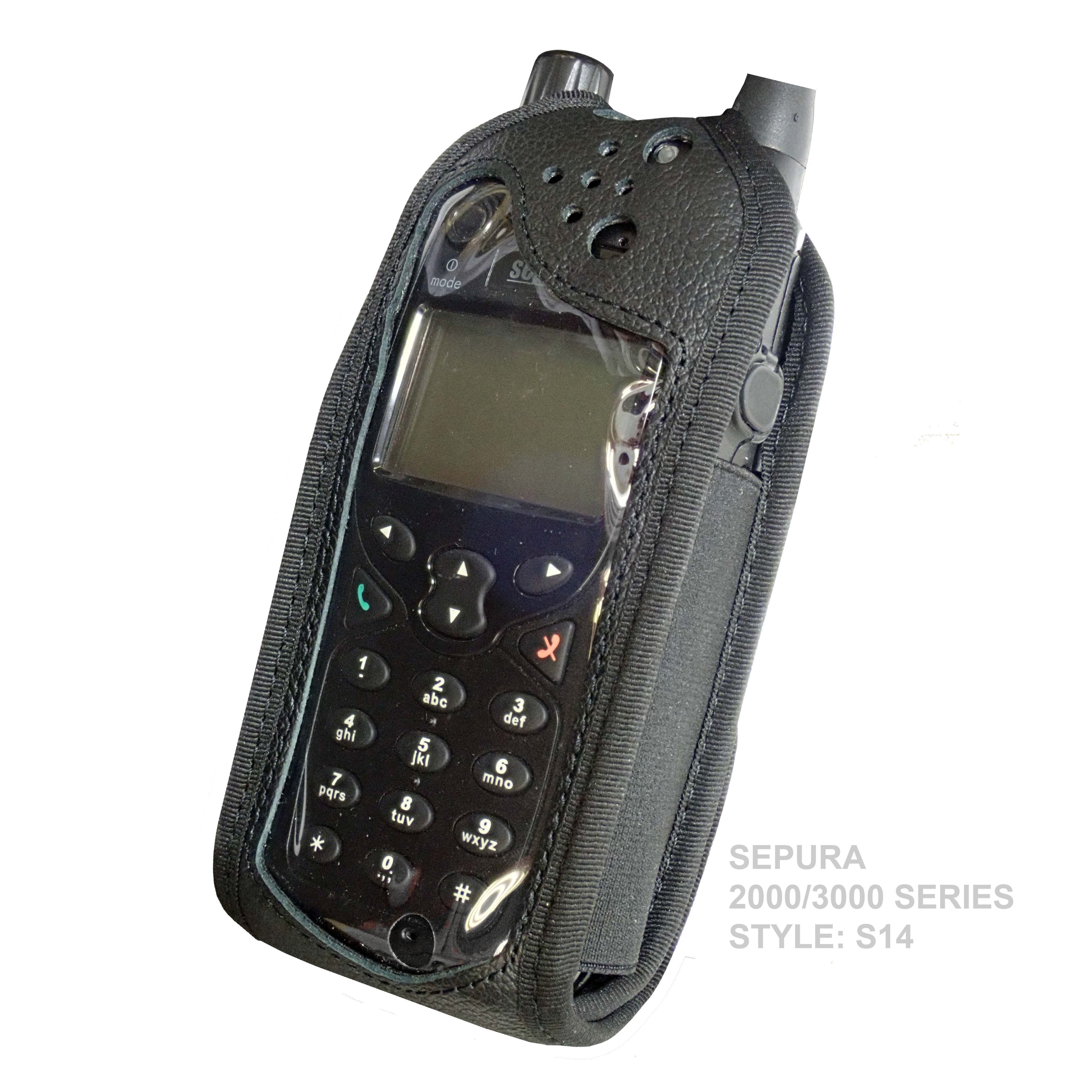 Sepura SRP2000 Tetra leather radio case with Click-On