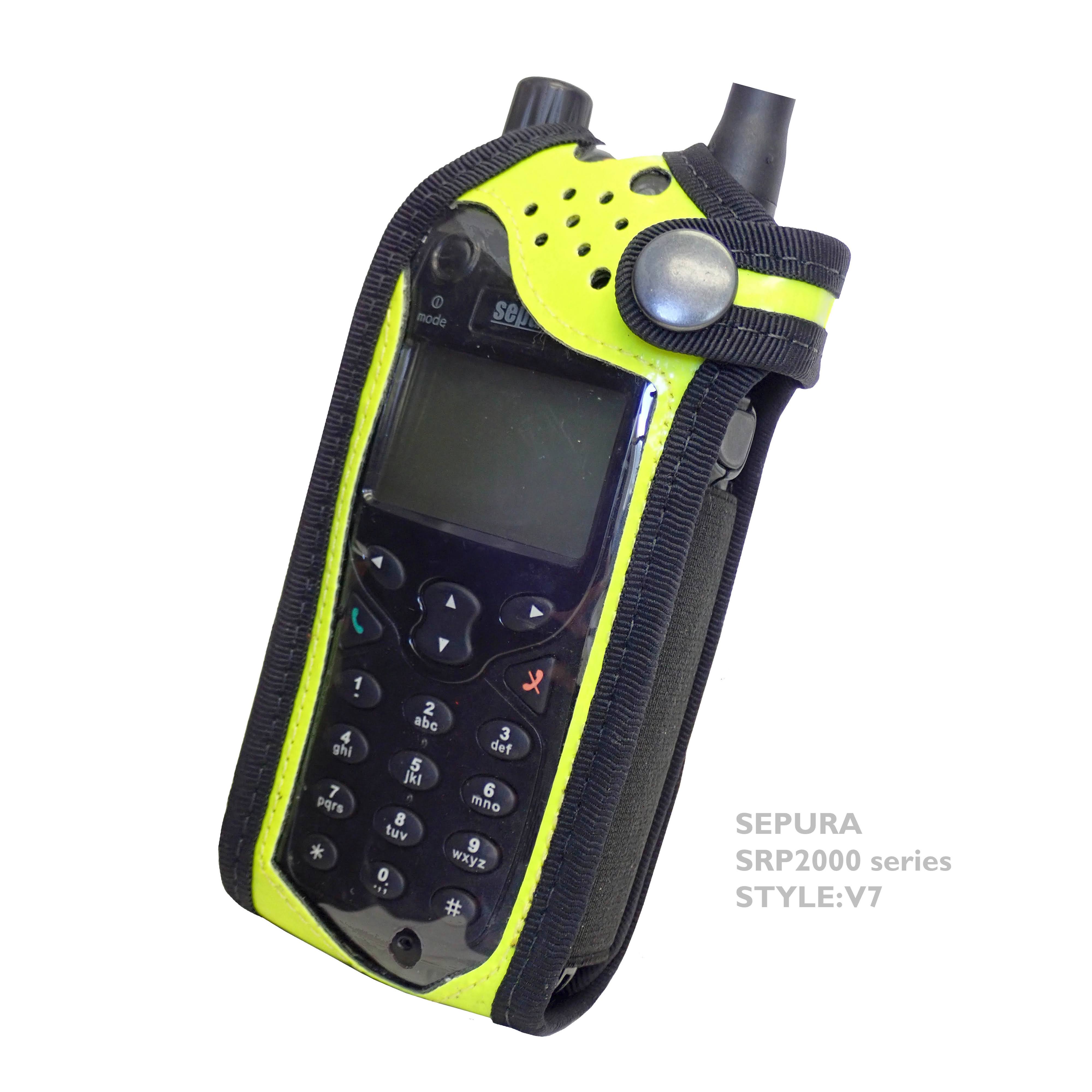 Sepura SRP2000 Tetra Hi-Vis Yellow PU radio case with Click-On