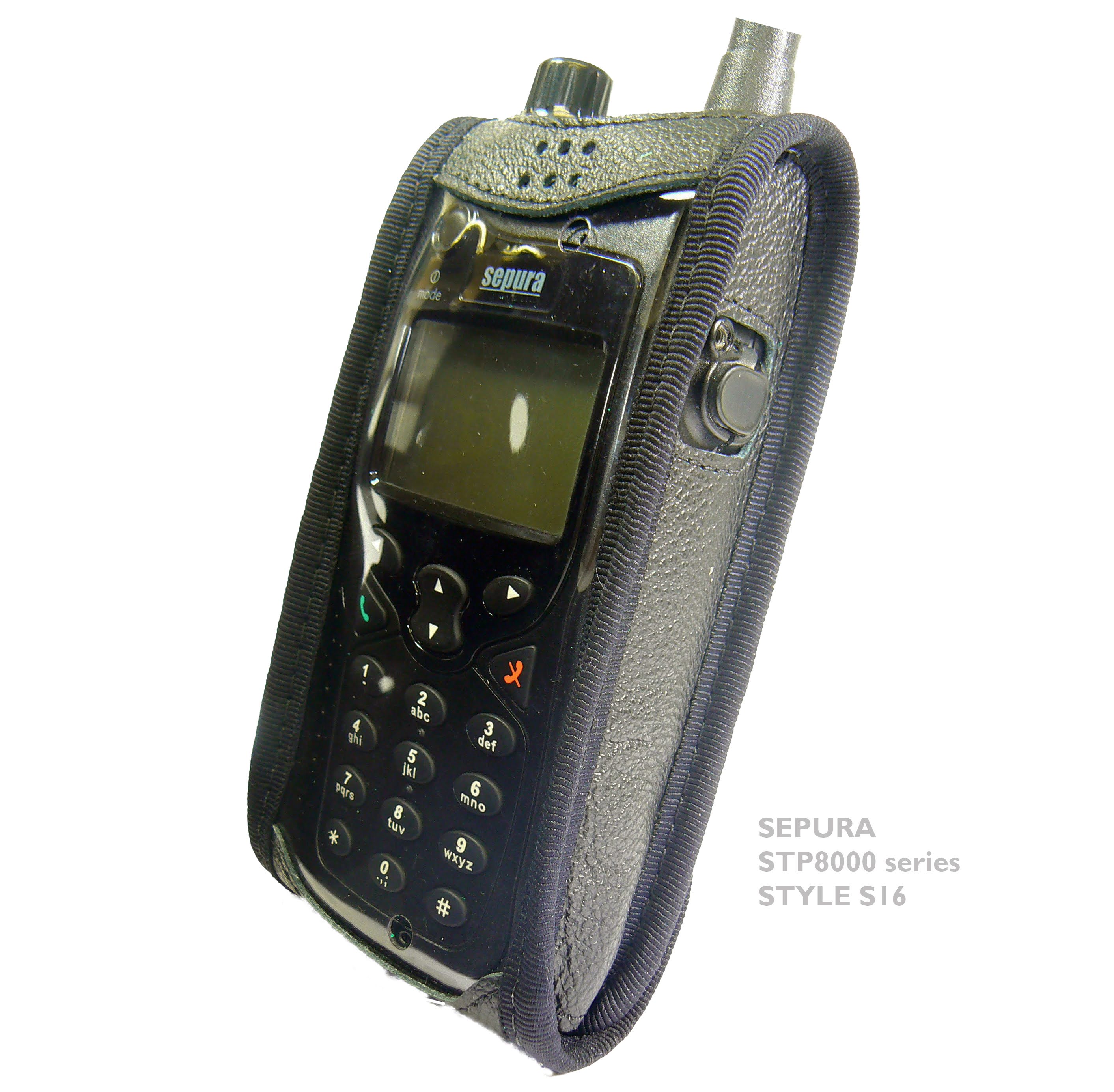 Sepura STP8000 leather radio case with Click-On